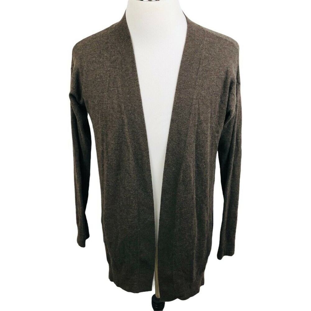 Akris Punto Cardigan Sweater Womens‎ 10 Brown Marled Knit Open Front Long Sleeve